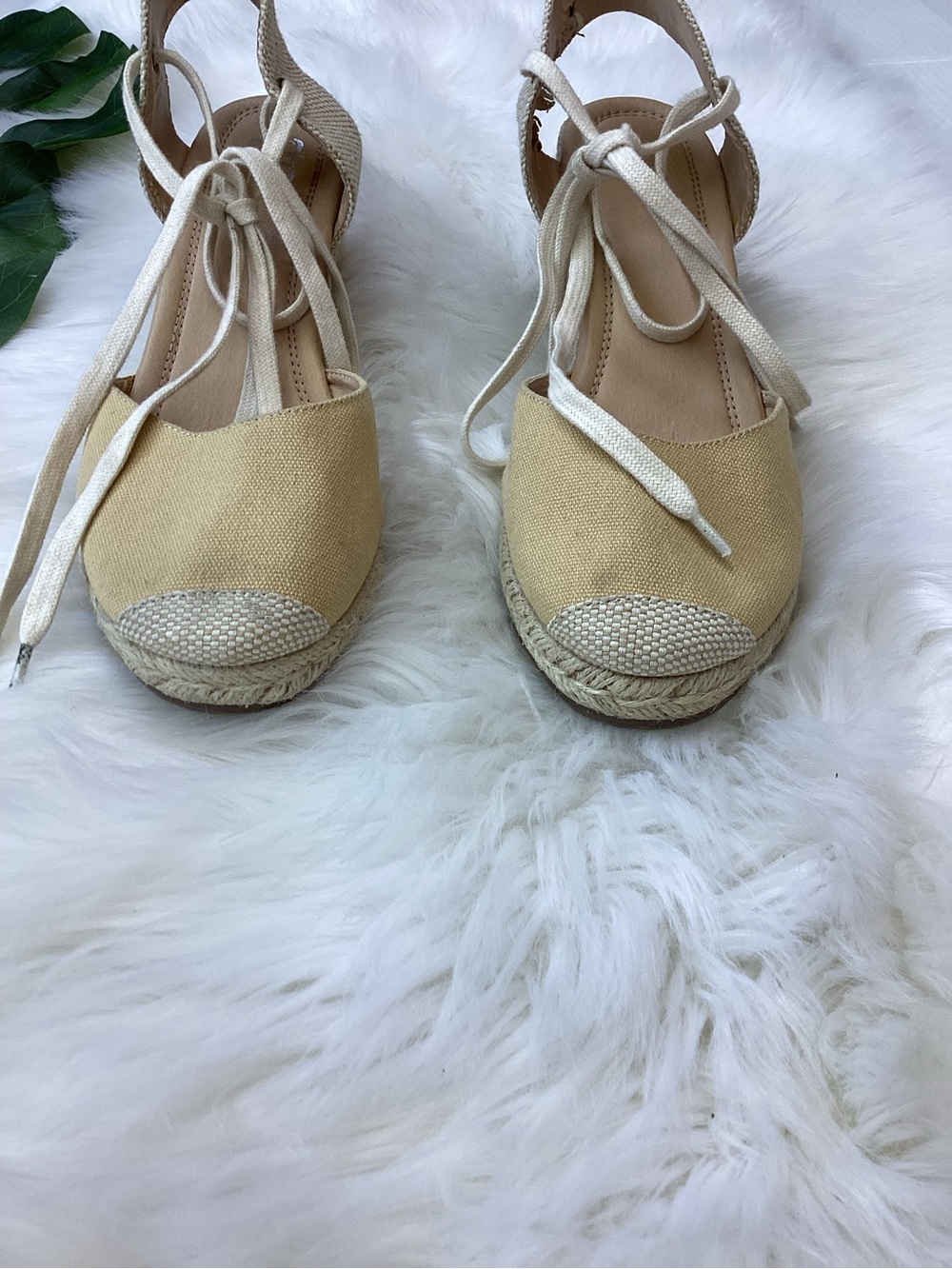 JG Ankle Tie Espadrilles Wedge Shoes Tan 10 - Picture 7 of 11